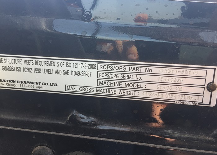 2015 Yanmar SV100 Excavator
